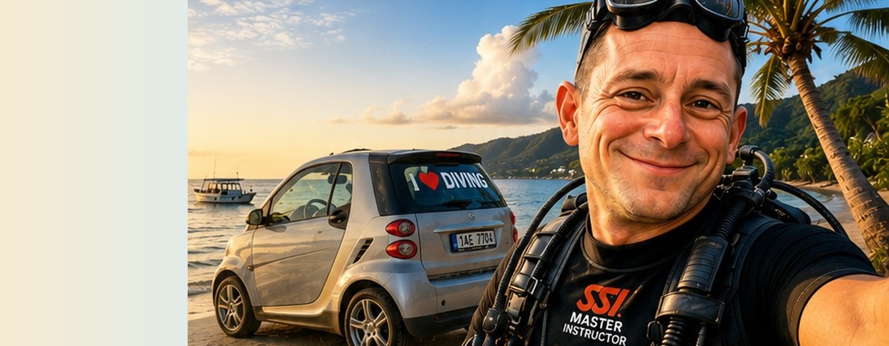 Karel Straumann mit Smart am Meer